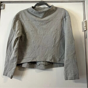 Les Lunes Gray Mock Neck Sweater Top Lightweight Organic Cotton Boxy Short Crop